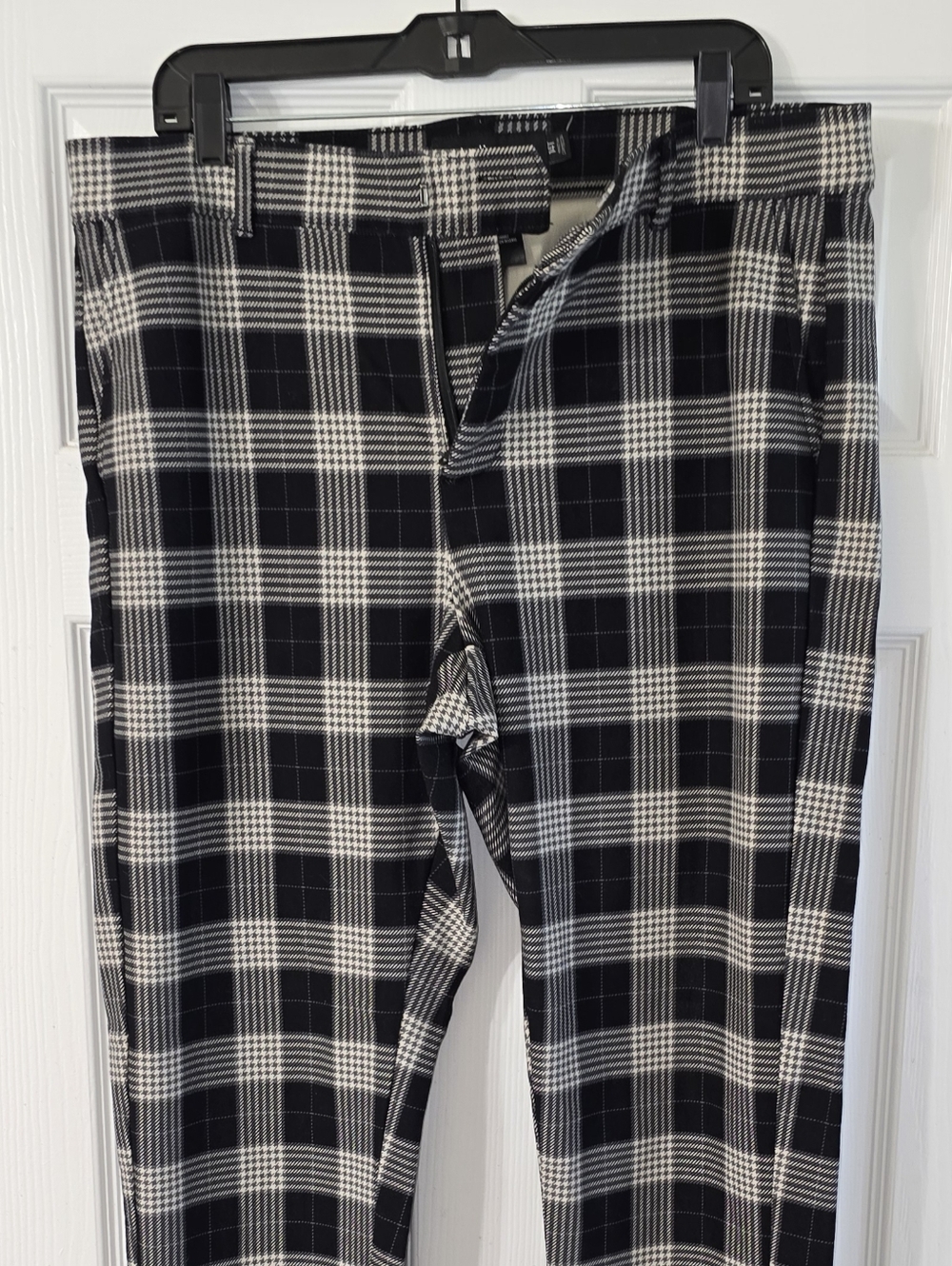 Black and White Plaid Women’s Pants - Classic Straight Fit